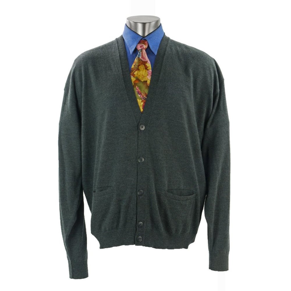 NWT Dark Gray TUNDRA Cardigan Sweater Sz. XL 100% Superfine Merino Wool EZWOOL